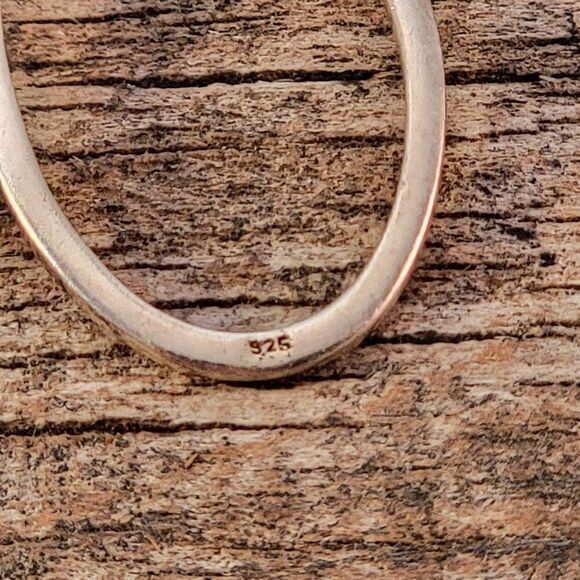 Sterling Silver CZ Post Oval Hoop Drop Earrings - Picture 5 of 6